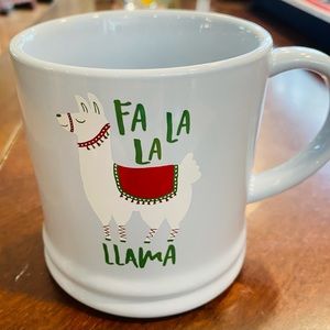 Fa La La Llama Blue Porcelain Mug EUC NWOT Never Used.